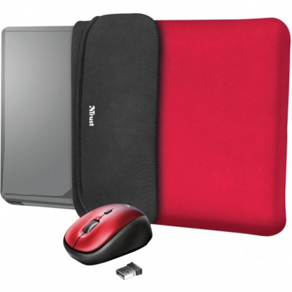 Trust Yvo Funda Reversible para Porttil 15.6" + Ratn Inalmbrico Rojo